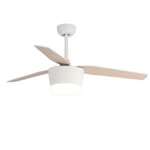 Ventilador LED 18W 3 palas madera reversibles haya y blanco con mando regulable en color