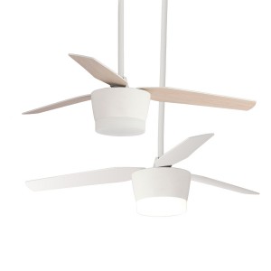 Ventilador LED 18W 3 palas madera reversibles haya y blanco con mando regulable en color